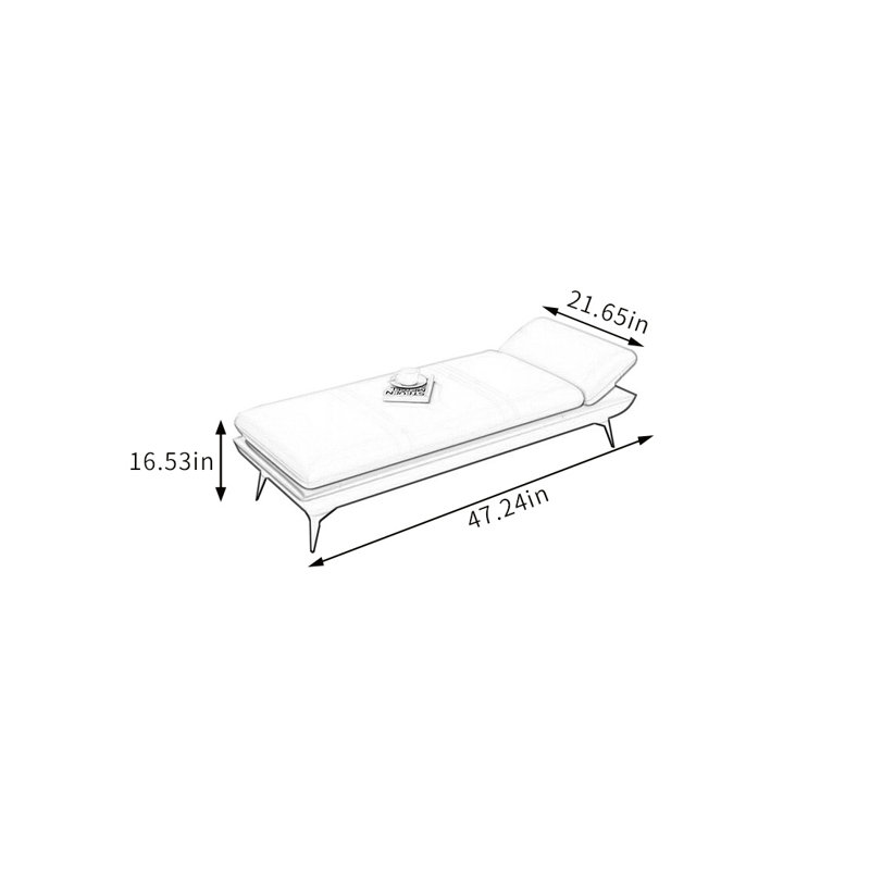 Banc rembourré Netram, H 16,53 po x l 47,24 po x P 19,68 po, Orange/beige
