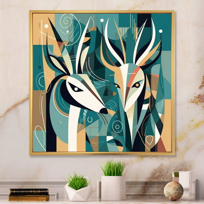 «Green Beige Abstract», impression encadrée sur toile