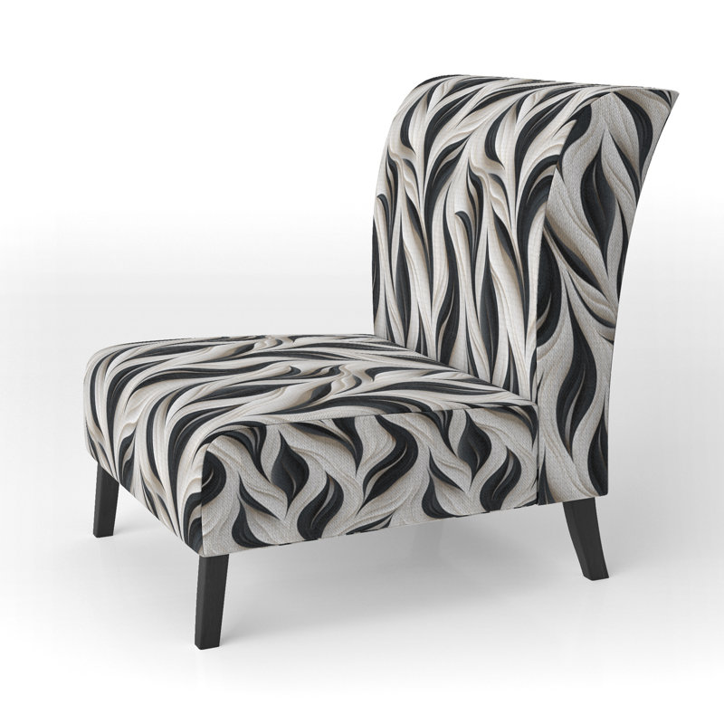 Fauteuil de chambre rembourré blanc et noir Minimalist Elegance I