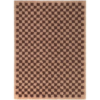 Walker Wine Checkered Shag Rug