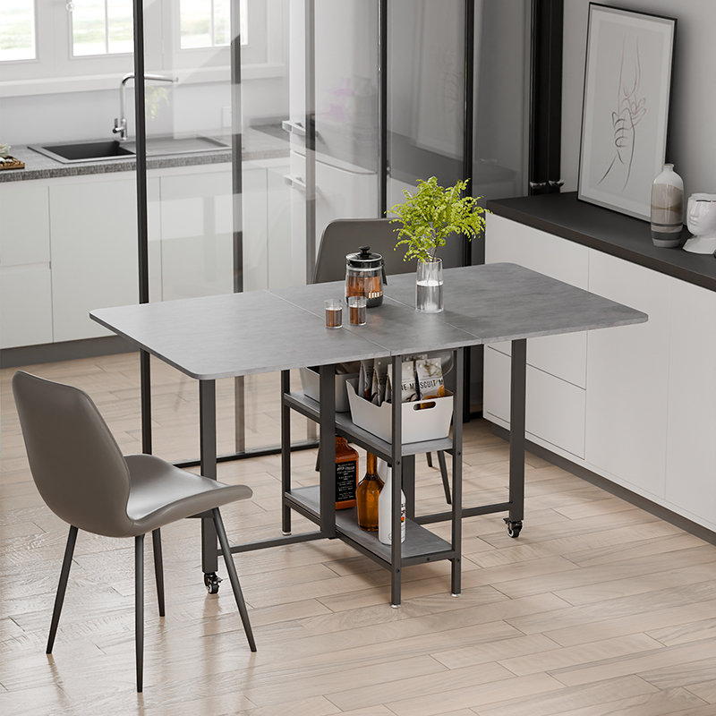 Table de salle à manger mobile pliante, H 29,5 po x L 55,1 po x l 31,5 po