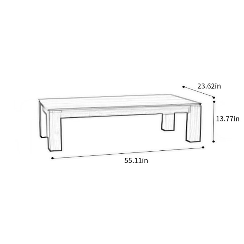 Modern walnut solid wood coffee table, 13.77”H x 55.11”L x 23.62”W