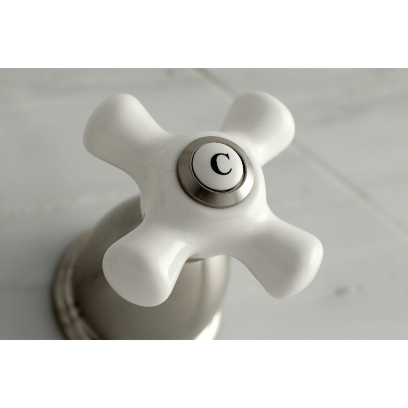 Kingston Brass Heritage Two-Handle 3-Hole Wall Mount Roman Tub Faucet, Brushed Nickel