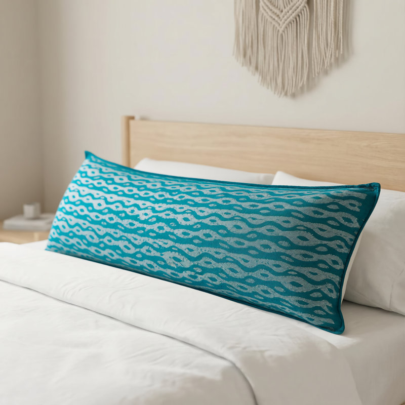 Coussin lombaire en coton tissé à la main Artisan - bleu océan - 16 po x 48 po, Housse de coussin seulement - sans coussin