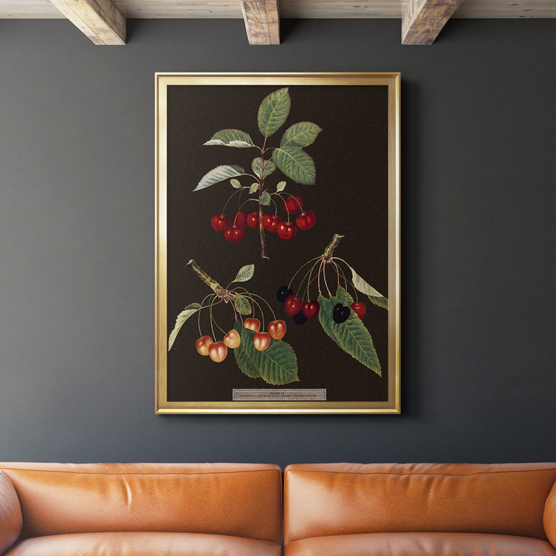 Toile encadrée de qualité supérieure Brookshaw Cherries, Or, H 42,5 po x l 30,5 po