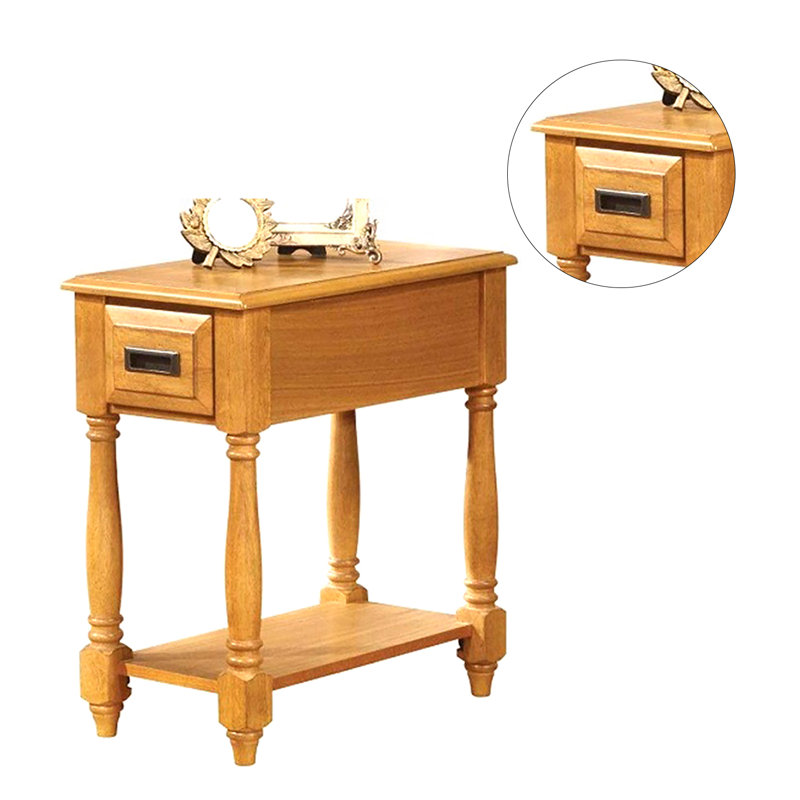 Guzzi Solid Wood Top End Table with Storage