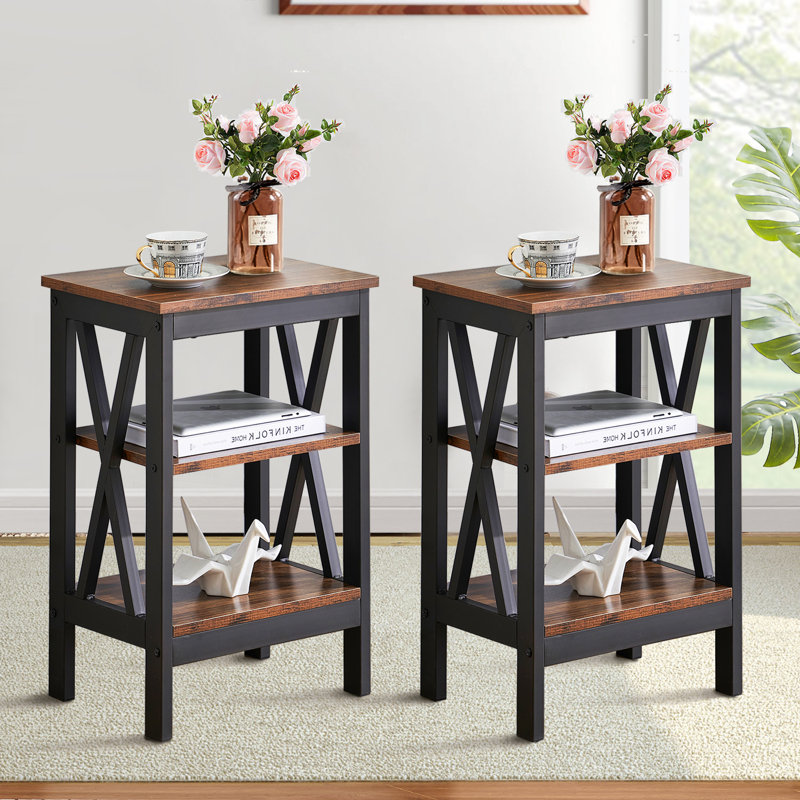 NS Bedside Table, Brown,  Set of 2