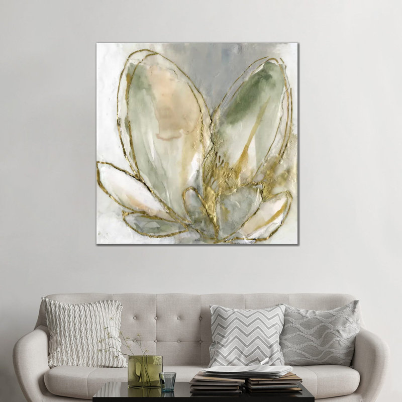 Reproduction d’art « Blooming Gold I » par Jennifer Goldberger, Toile tendue, H 48 po x l 48 po x 1,5 po
