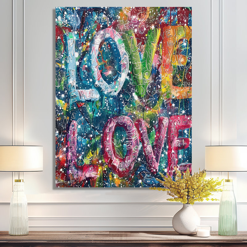 «Love Love Love» - art mural citations de mode, Toile tendue, H 20 po x l 12 po x P 1 po