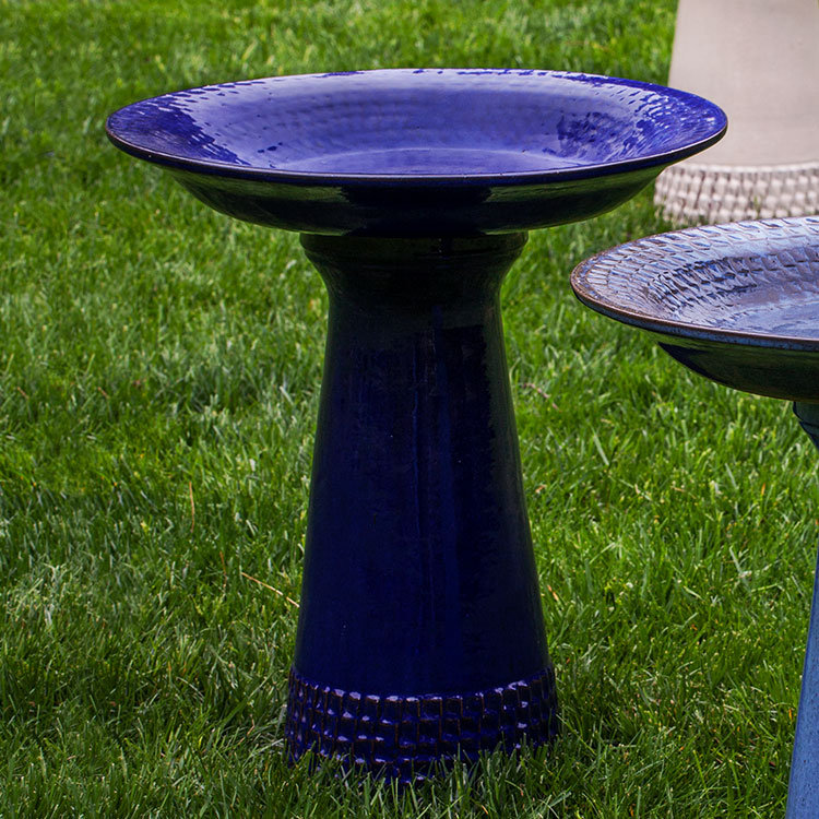 Bain d'oiseaux émaillé Tattersall, Bleu Riviera