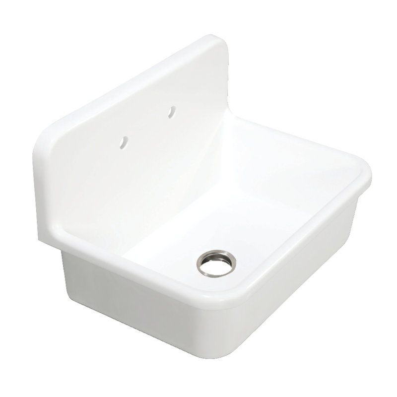Kingston Brass Arcticstone 30-Inch Solid Surface White Stone 2-Hole Single Bowl Top-Mount Kitchen Sink