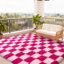 Tapis patchwork rose et rose à carreaux rouge convenant aux salons, aux chambres et aux chambres d'enfant-2030541860-2030541861