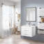 Meuble-lavabo mural blanc brillant de 24 pouces avec tiroirs doubles, système de fermeture en douceur, lavabo en céramique et structure en aluminium - Design minimaliste moderne