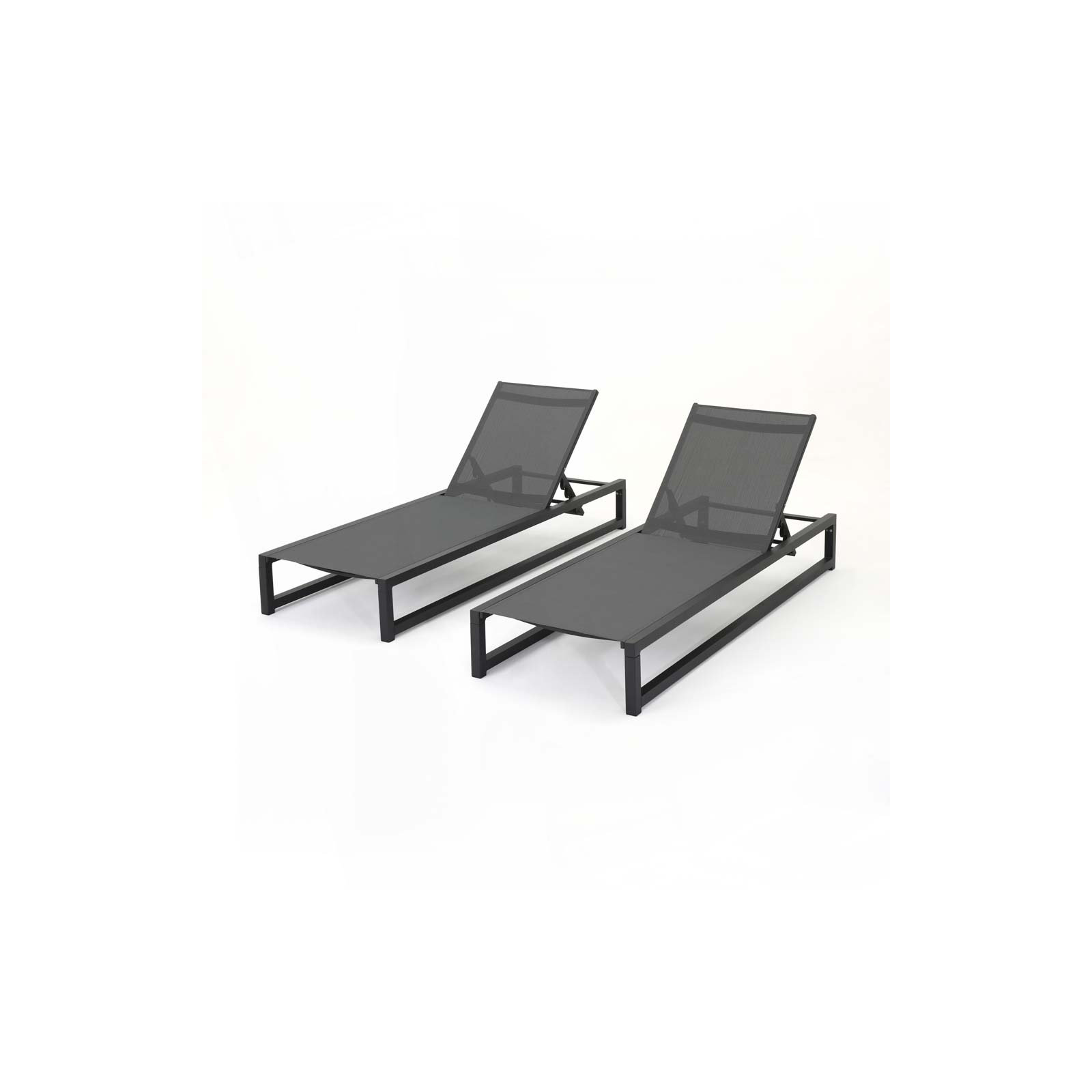 Quinn Aluminum Outdoor Chaise Lounge, Black/Gray