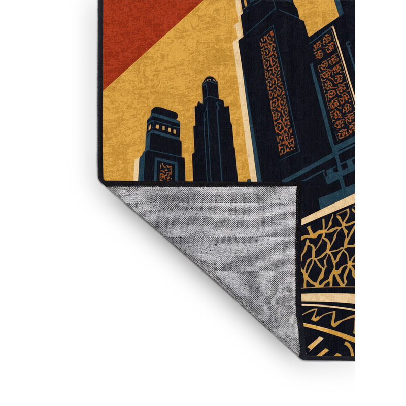 Machine Washable Paxon Global Inspired Moroccan Rug in Gray – Black Binding, 4' Square