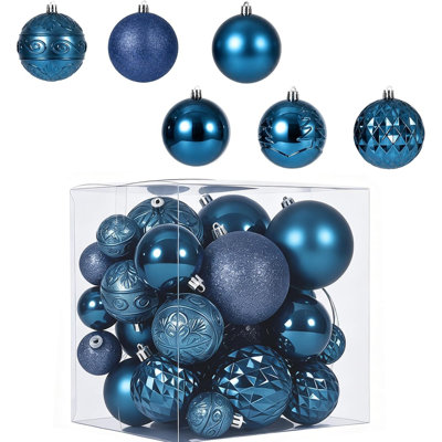Ensemble de 36 boules de Noël en plastique incassables, boules mates et brillantes assorties pour décorations d'arbre de Noël, de guirlandes et de guirlandes