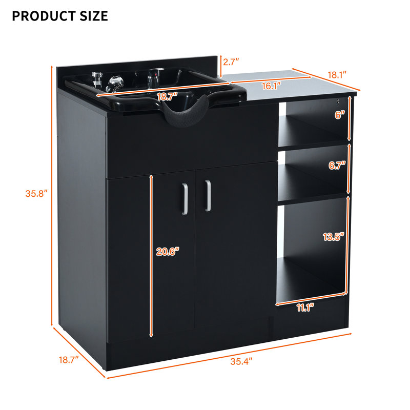 35.4'' L x 18.7'' W Freestanding Shampoo Sinks