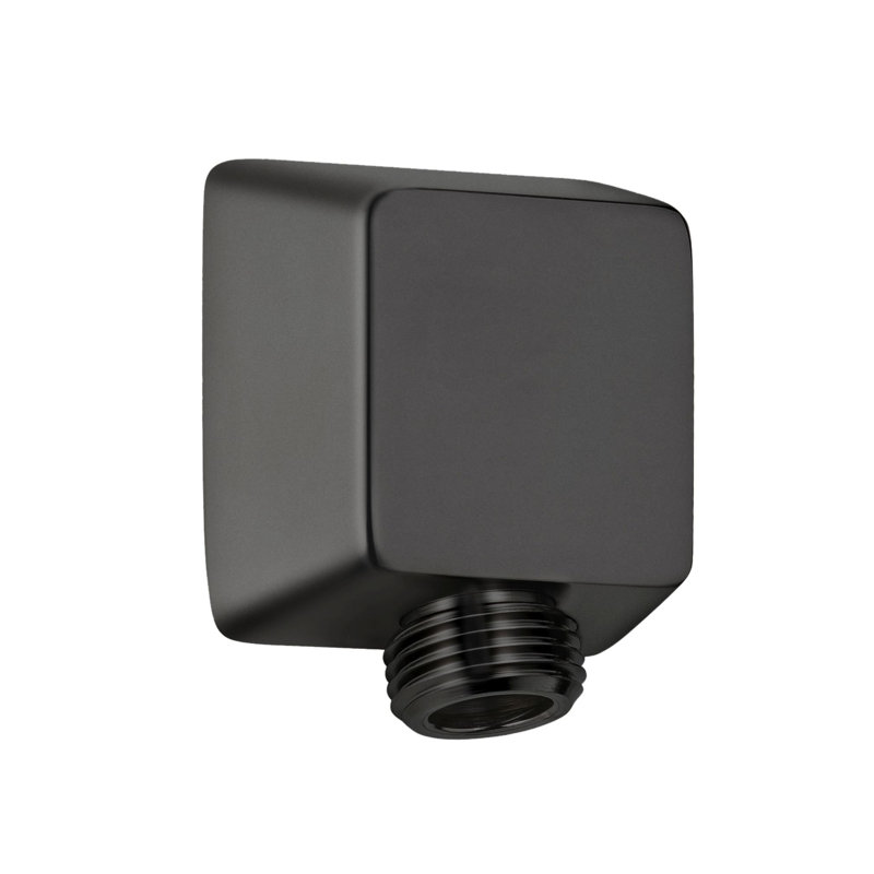 Square Wall Supply Elbow, Flat Black