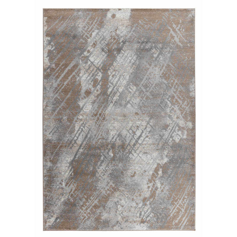 7' X 10' Brown Abstract Area Rug