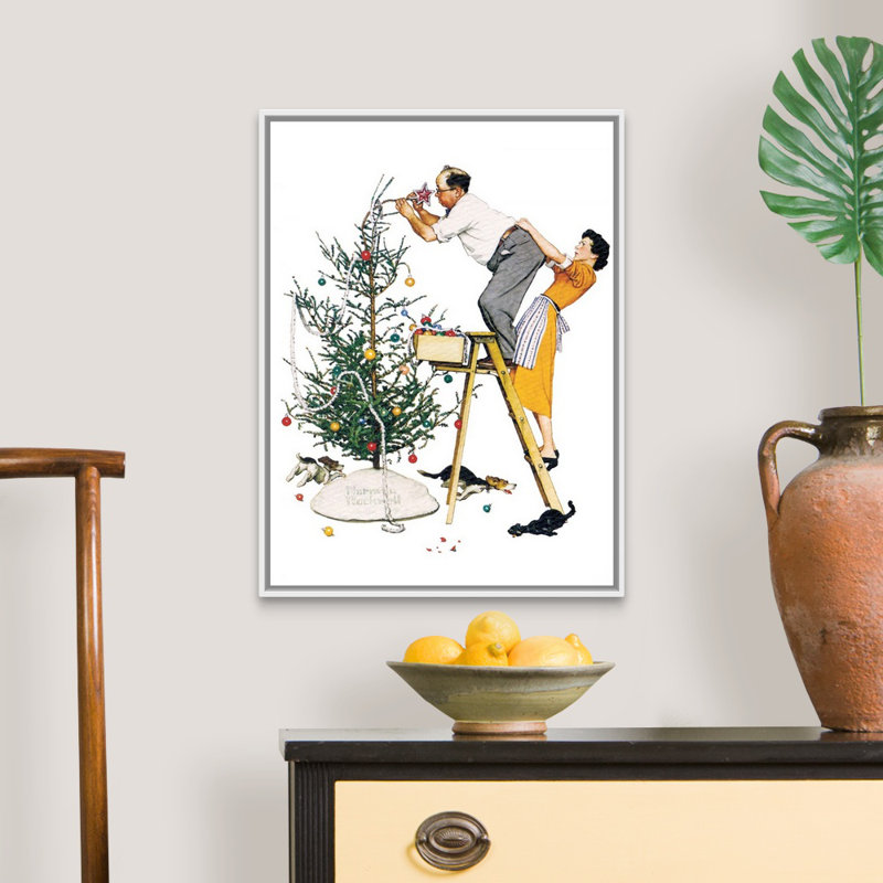 "Norman Rockwell", art mural sur toile, Cadre flottant blanc, H 26 po x l 20 po x P 1,75 po