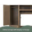 Lit escamotable double avec garde-robe, tiroirs et tablettes ouvertes