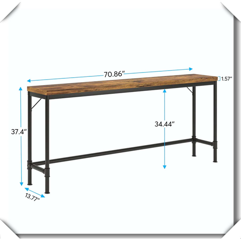 Stylish Long Sofa Table Narrow Easy Quick Assembly