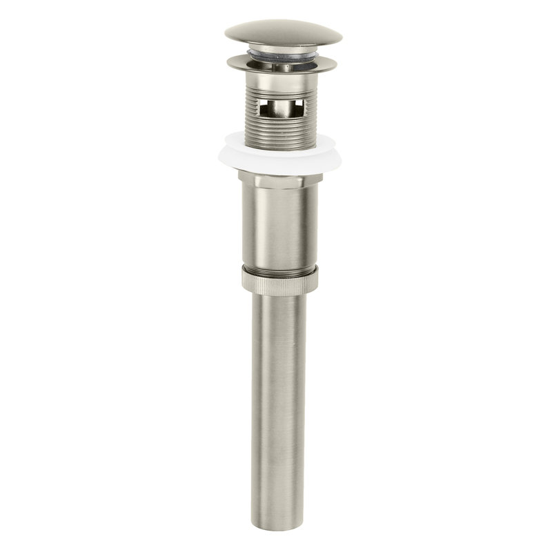 Mushroom Style Push-Down Lavatory Drain Assembly with Overflow Holes - Exposed, Polished Nickel
