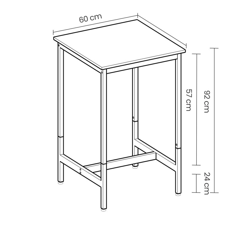 Mciver Metal Base Dining Table, Oak Beige/White, 37" H x 24" L x 24" W