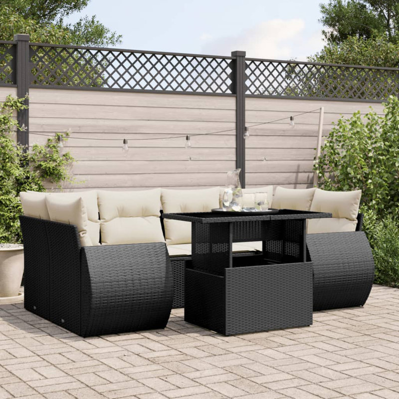 Ensemble de canapé de jardin Vidaxl noir, blanc crème