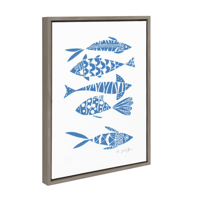 Fishes Blue by Giuliana Lazzerini Framed Canvas Wall Art Print