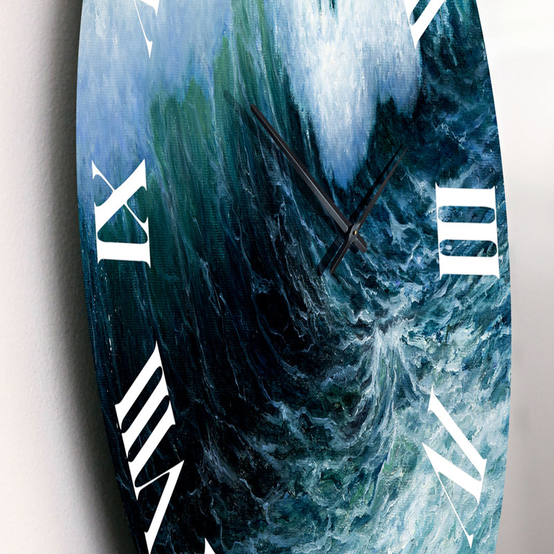 Storm Waves In The Ocean - Nautical & Coastal Wall Clock, Small