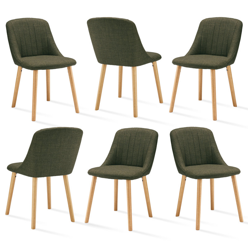 48.5cm H Upholstered Upholstered Back Side Chair, Linen Green