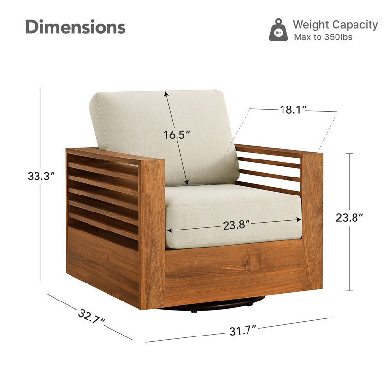 Fauteuil de patio pivotant en bois d'acacia