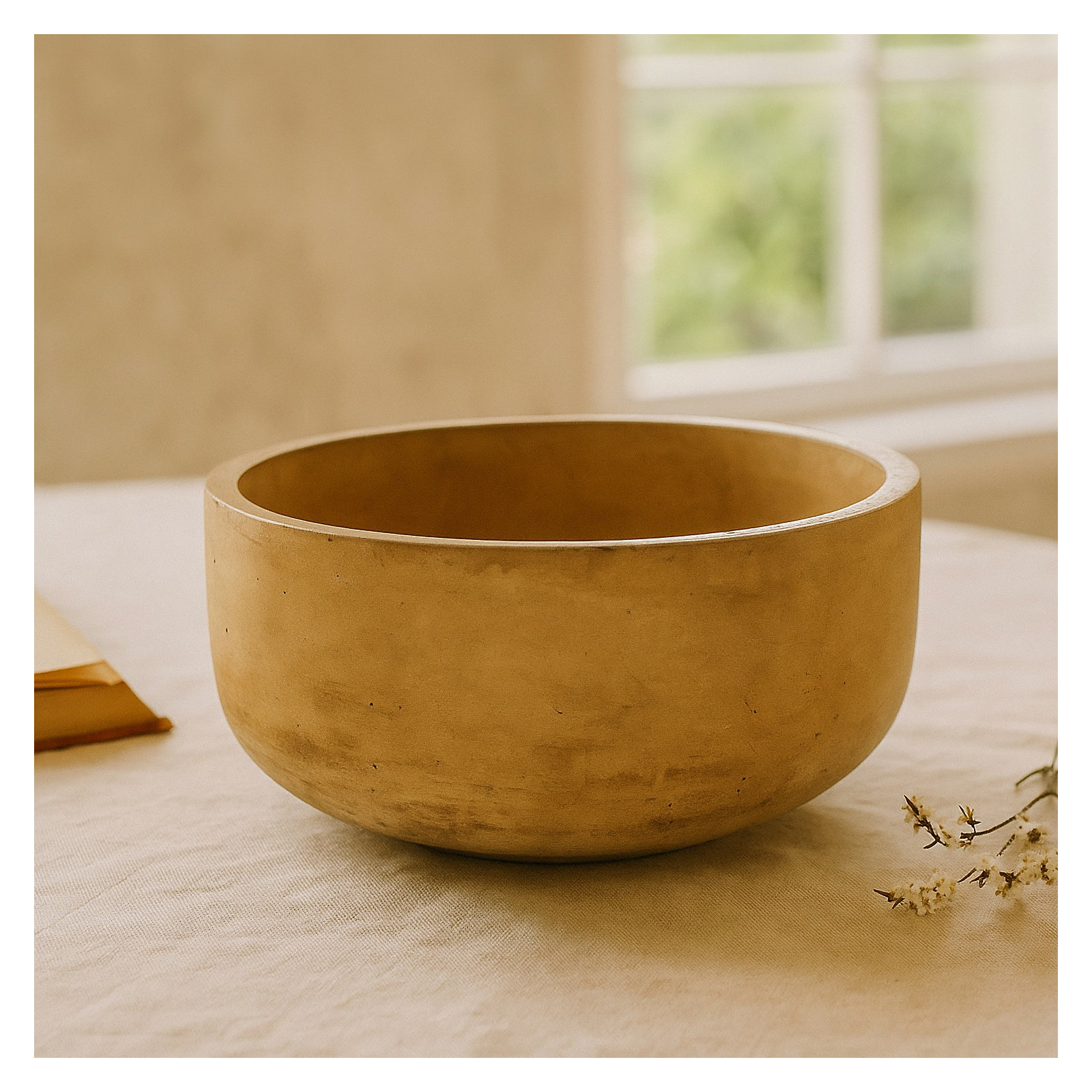 Salad Bowl Large Beige Resin Dia 11.2"