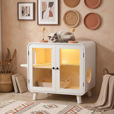 Armoire pour chat chic rétro inspirée de la télévision avec éclairage ambiant intelligent RVB