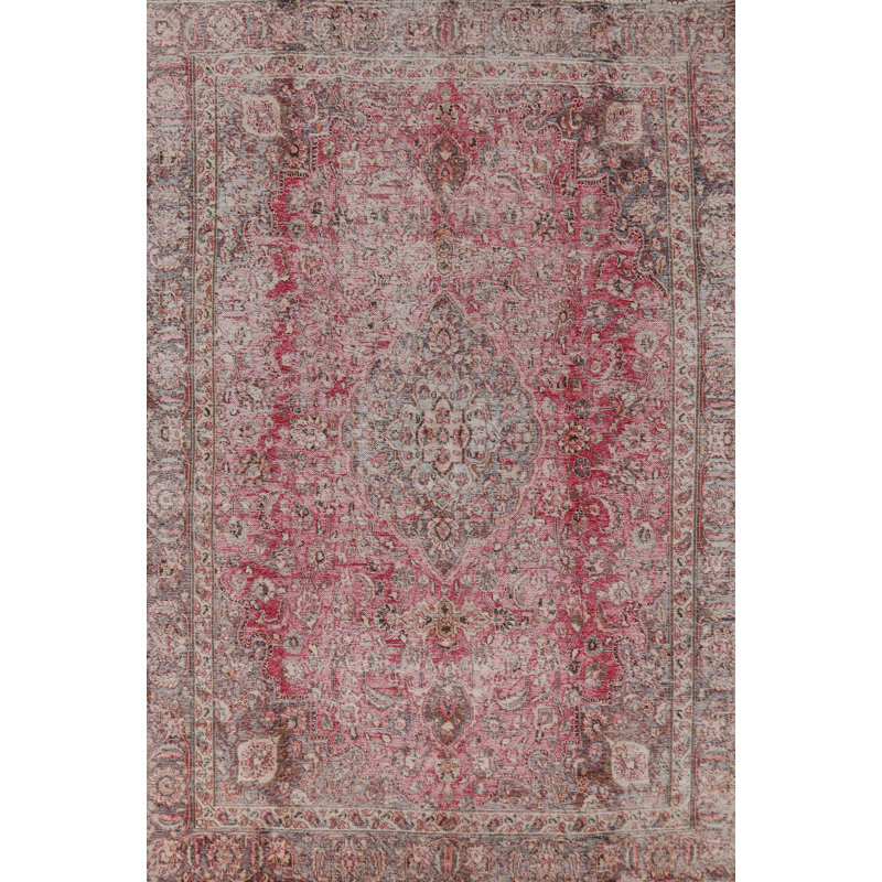 Tapis traditionnel rétro en laine à motif floral 7 x 10