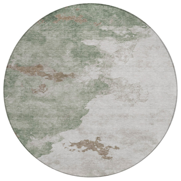 Machine Washable Indoor/Outdoor Xhevrie Aloe Rug