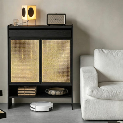 Armoire de rangement pour chaussures en rotin