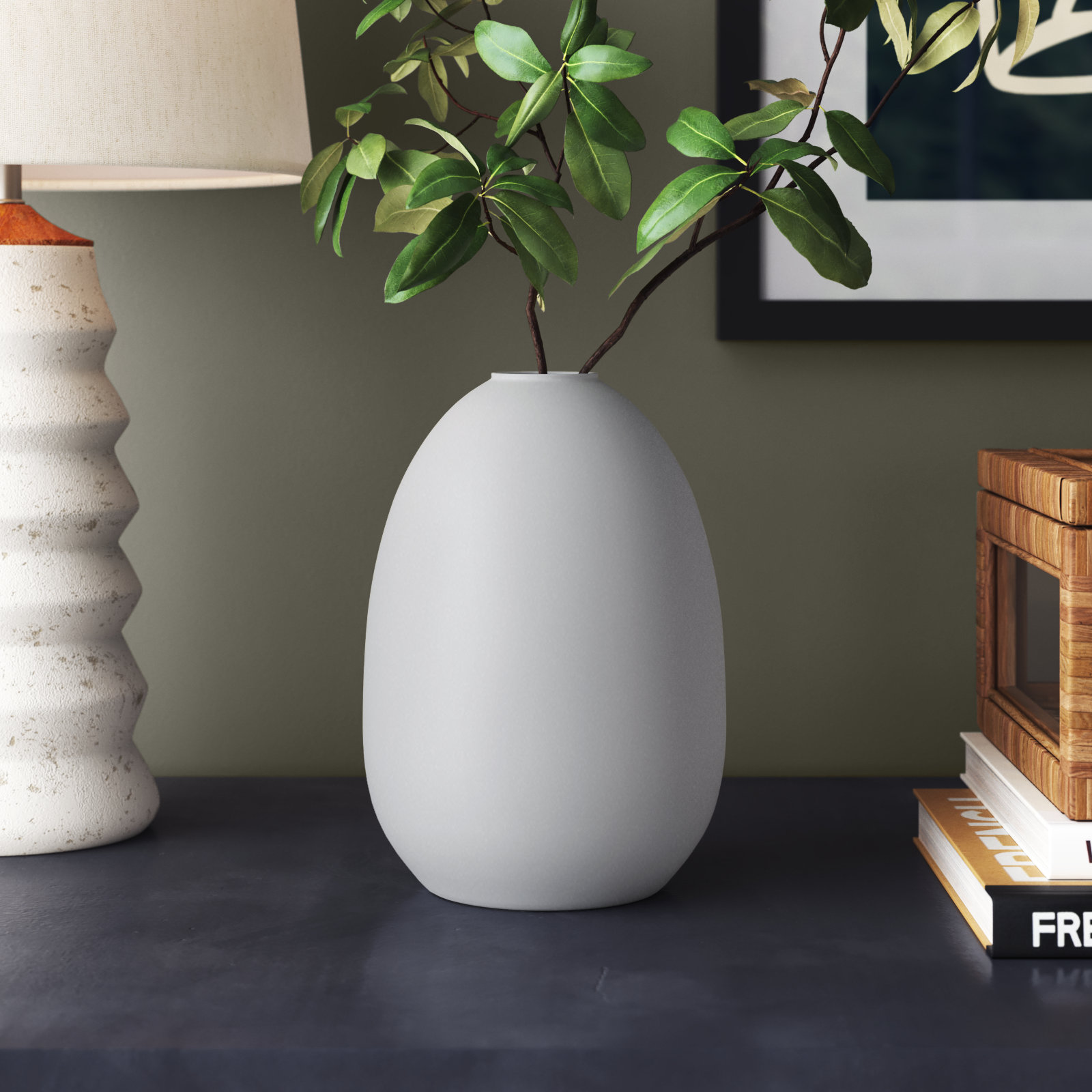 Jenny Aluminum Table Vase, 7.25" H x 5" W x 5" D, White