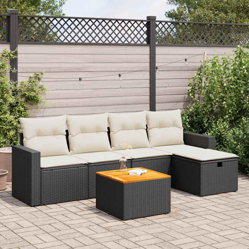Ensemble de canapé de jardin Vidaxl noir et blanc crème