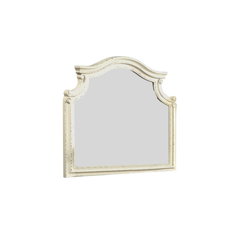 Miroir beige antique élégant pour chambre à coucher - Construction en bois de qualité, style traditionnel