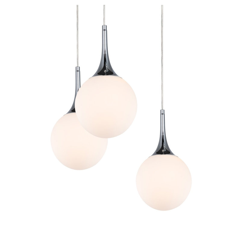 Luminaire suspendu en grappe 5 lumières Ovellette, Chrome / Nickel