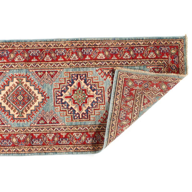 Kazak Wool Oriental Area Rug in Blue/Rust