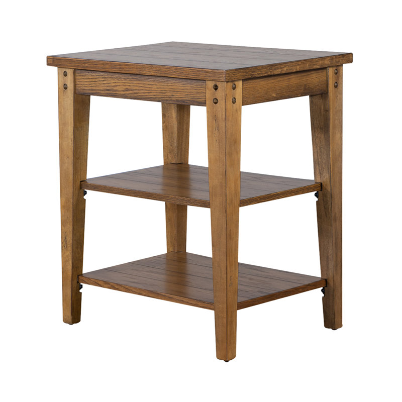 Laron 2-Shelf Wood End Table, Oak