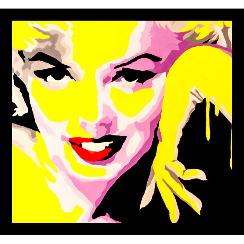 «Temptress Marilyn Monroe Comic Con Lips», reproduction d'art encadrée, H 18" x l 18" x P 1", Cadre noir