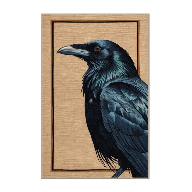 Washable Australian Raven Birds Area Rug, Rectangle 8' x 12'