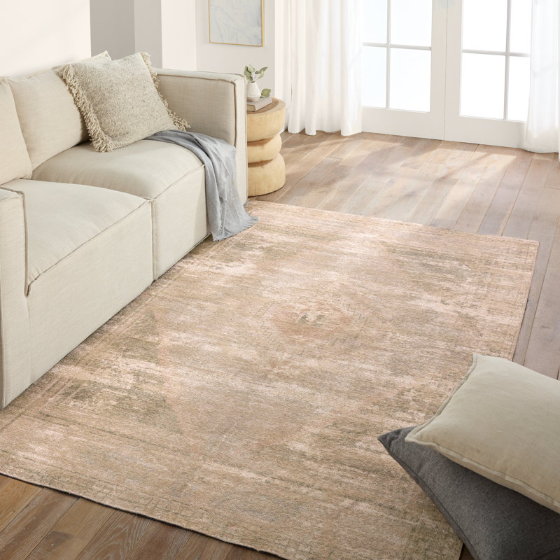Vibe by Bungalow Rose Cadent Medallion Tan/Green Area Rug, Rectangle 8'6" x 11'9"