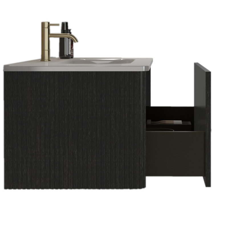 Meuble-lavabo mural Minimalist Design, Noir