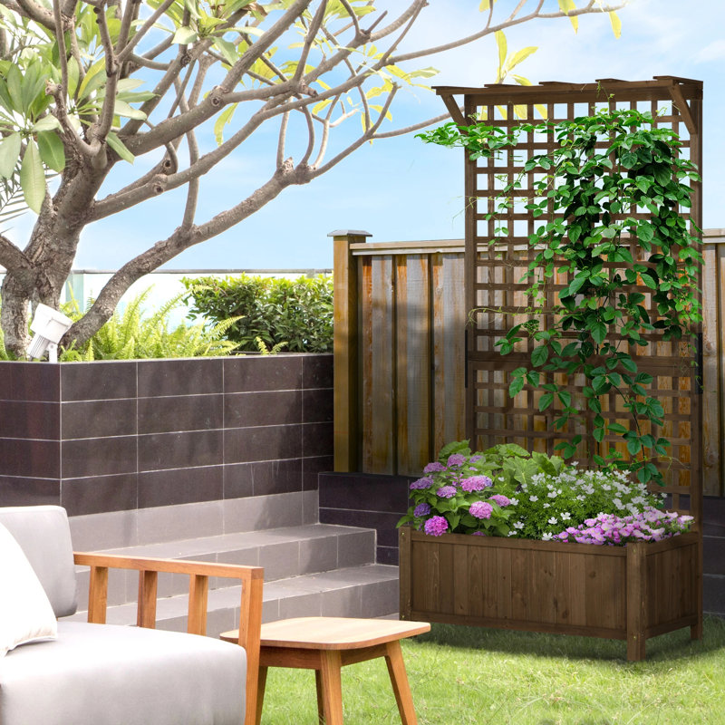 Brotherson Wood Elevated Planter, Brown