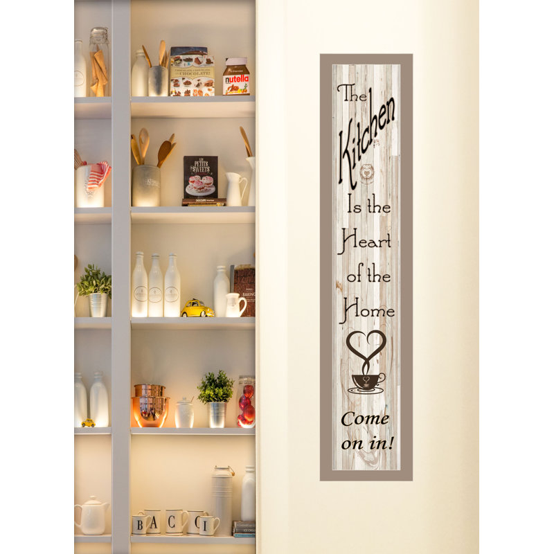 «Kitchen is the Heart of the Home», art textuel encadré, H 32 po x l 7 po x P 1 po, Cadre noir